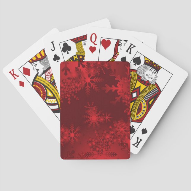 Baraja De Cartas Copos de nieve rojos (Reverso)