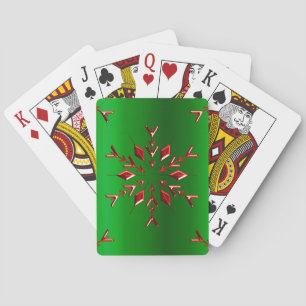 Baraja De Cartas Copos de nieve rojos en Navidades verdes