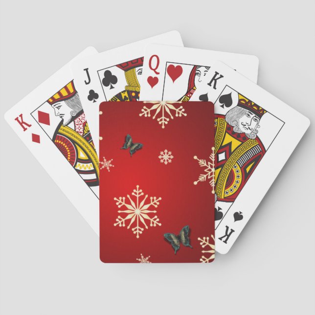 Baraja De Cartas Copos de nieve y mariposas (Reverso)