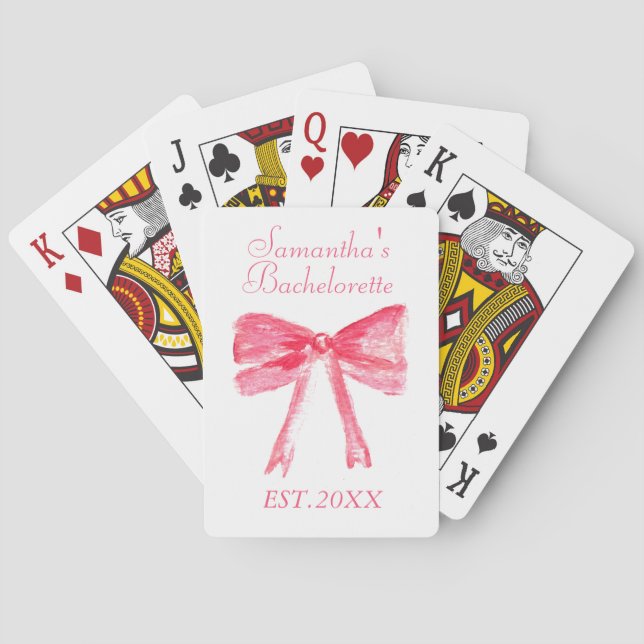 Baraja De Cartas Coquette Pink Bow Bachelorette (Reverso)