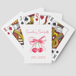 Baraja De Cartas Coquette Pink Bow Cherry Bachelorette