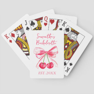 Baraja De Cartas Coquette Pink Bow Cherry Bachelorette
