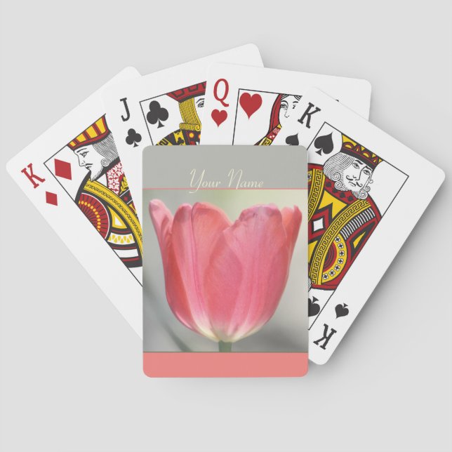 Baraja De Cartas Coral Tulip Floreado  (Reverso)