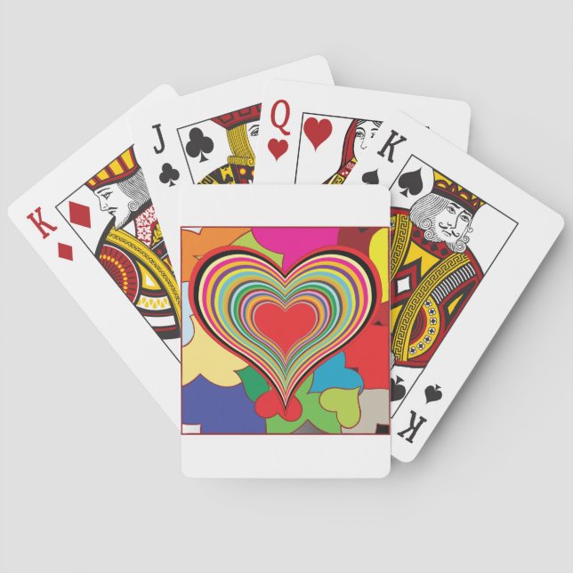 Baraja De Cartas Corazón abstracto vibrante en capas de arcoíris (Reverso)