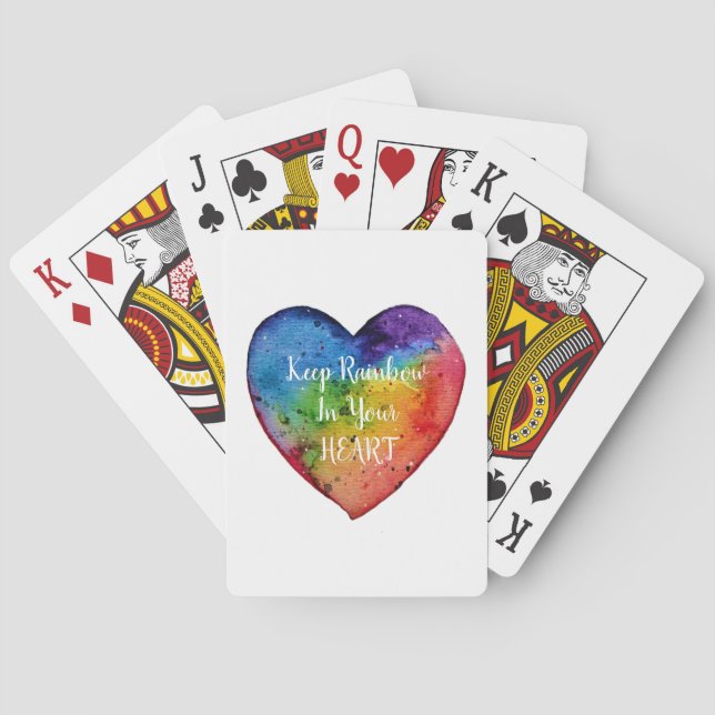 Baraja De Cartas Corazón de arcoiris cúrcuma acuarela (Reverso)