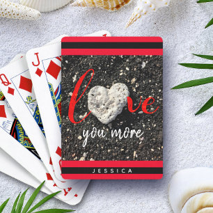 Baraja De Cartas Corazón de Coral Hawaii Playa de Arena Negra Te Am