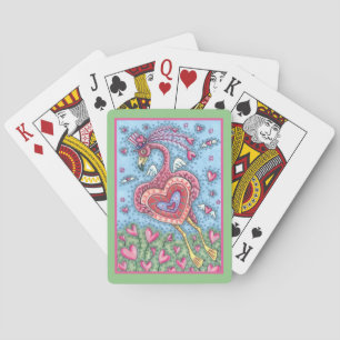 BARAJA DE CARTAS CORAZÓN DE FLAMINGO ROSA Y CORAZÓN DE VUELO VALENT