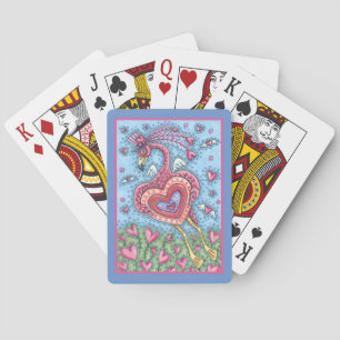 BARAJA DE CARTAS CORAZÓN DE FLAMINGO ROSA Y CORAZÓN DE VUELO VALENT