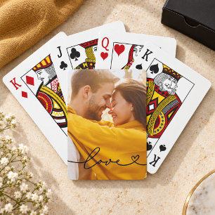 Baraja De Cartas Corazón de guión negro de amor Foto personalizada