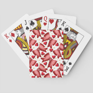 Baraja De Cartas Corazón de lazo rojo Patrón continuo Lindo