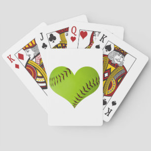 Baraja De Cartas Corazón de softball personalizado