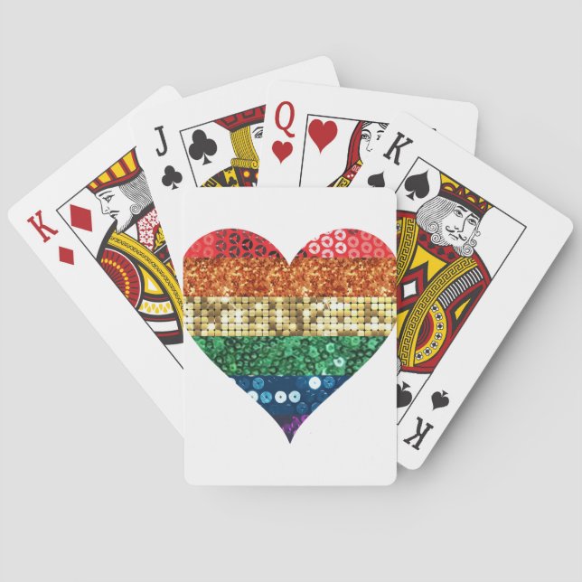 Baraja De Cartas corazón del arco iris de lgbt (Reverso)
