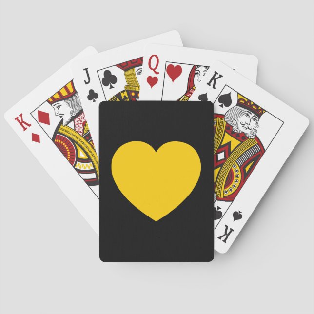 Baraja De Cartas Corazón dorado amarillo sobre negro (Reverso)