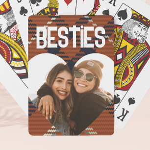 Baraja De Cartas Corazón fotográfico de Besties retro retro