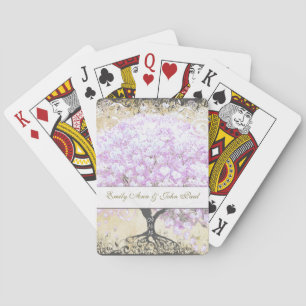 Baraja De Cartas Corazón Hoja Lila Árbol Bodas Pájaro Vintage