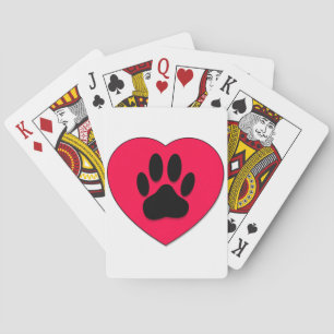 Baraja De Cartas Corazón Rojo Con Papas De Perro Impresión