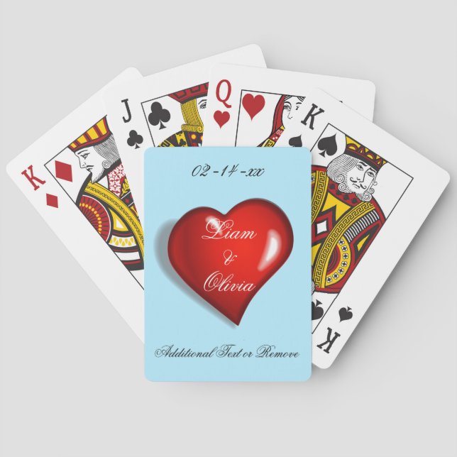 Baraja De Cartas Corazón Rojo de Boda (Reverso)
