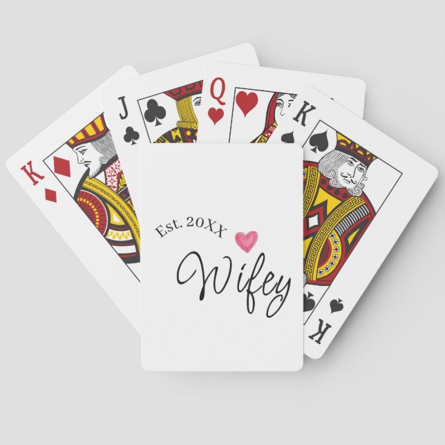 Baraja De Cartas Corazón rojo de esposa año de establecimiento. Esp (Reverso)