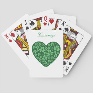 Baraja De Cartas corazón verde de Shamrock St Patrick's Day