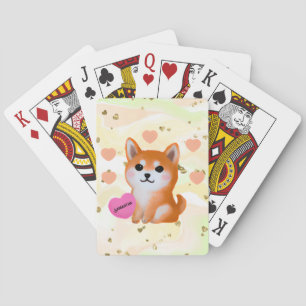 Baraja De Cartas Corazones chiba inu Para Perro Lover