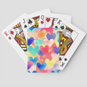 Baraja De Cartas Corazones de acuarela coloridas