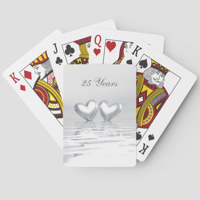 Baraja De Cartas Corazones de aniversario de plata (Reverso)