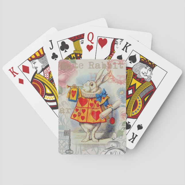 Baraja De Cartas Corazones de Conejo Blanco Alice Clásico (Reverso)