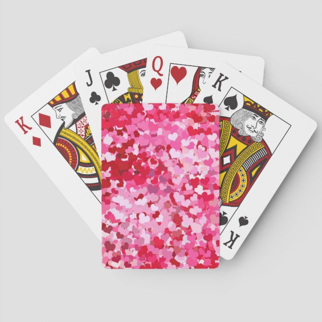 Baraja De Cartas Corazones de Confeti Rosa (Reverso)