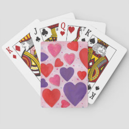 Baraja De Cartas Corazones día de San Valentín en rosa, morado, roj
