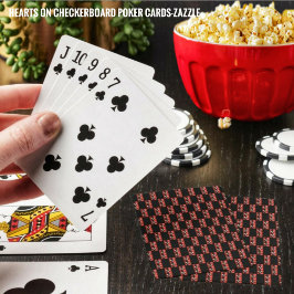 Baraja De Cartas Corazones en tablero de ajedrez