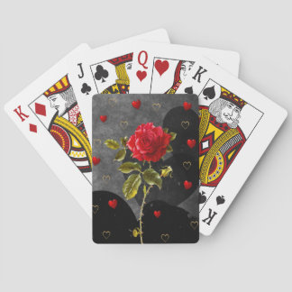 Baraja De Cartas Corazones negras con rosa roja