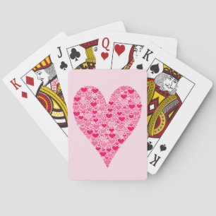Baraja De Cartas Corazones Pequeños Corazón Grande sobre Rosa Rosad
