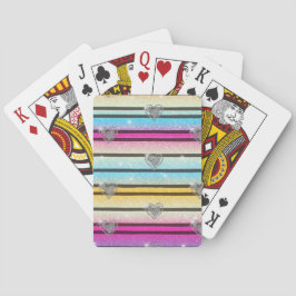 Baraja De Cartas Corazones, Rayas y Destellos