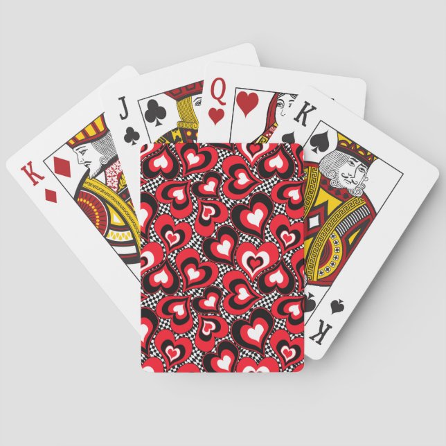 Baraja De Cartas Corazones, rojo, negro, blanco (Reverso)