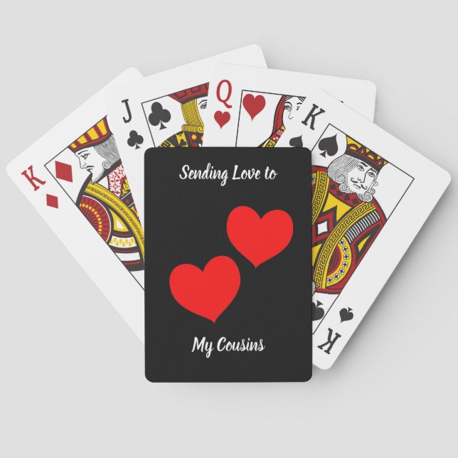 Baraja De Cartas Corazones rojos en negro (Reverso)
