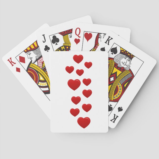 Baraja De Cartas corazones rojos valentinos (Reverso)