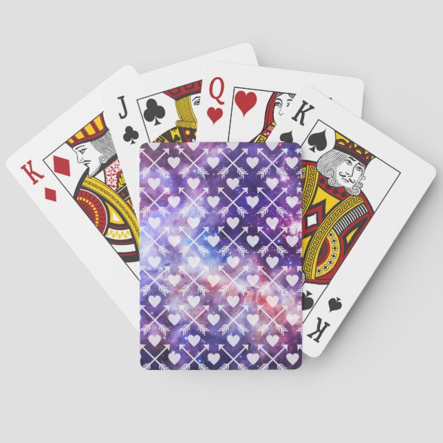 Baraja De Cartas Corazones y flechas galácticos (Reverso)