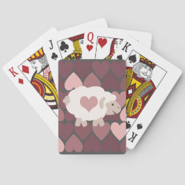 Baraja De Cartas Cordero y corazones rosados