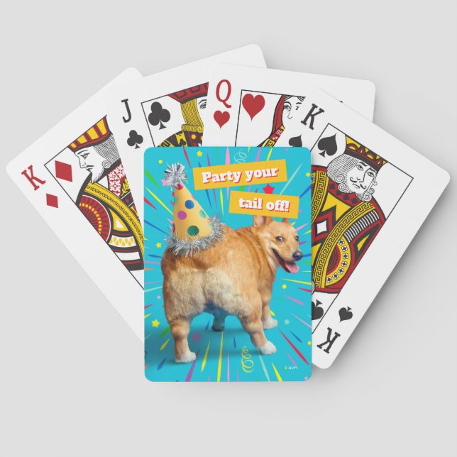 Baraja De Cartas Corgi Butt Birthday Hat (Reverso)