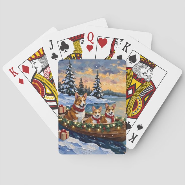 Baraja De Cartas Corgi Christmas Boat Holiday (Reverso)