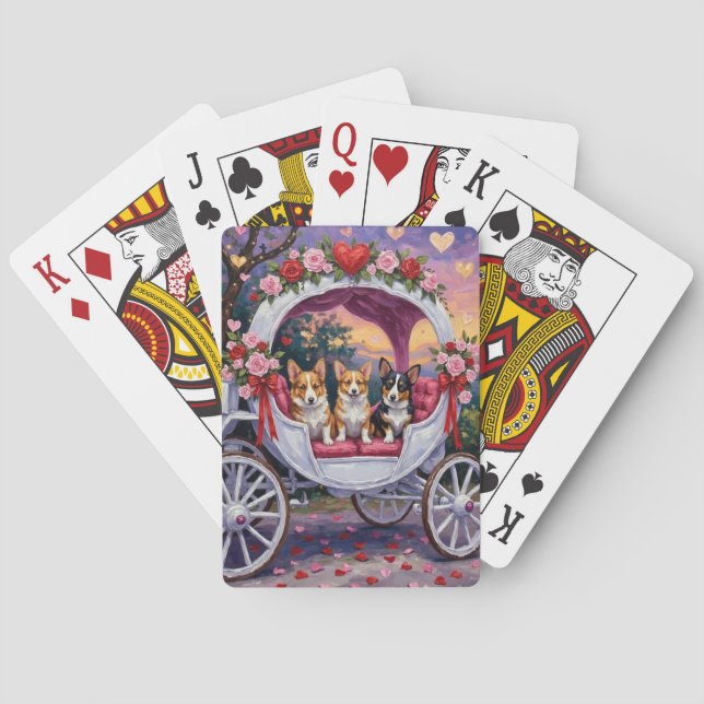 Baraja De Cartas Corgi Dog Valentine's Day  (Reverso)