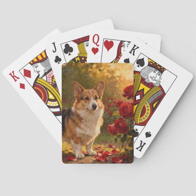 Baraja De Cartas Corgi en las Rosas V (Reverso)