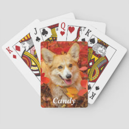 Baraja De Cartas Corgi galés cachorro de perro en hojas rojas