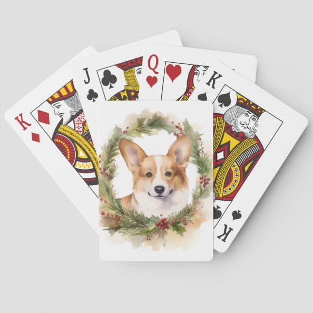 Baraja De Cartas Corgi Navidades Wreath Festive Pup (Reverso)