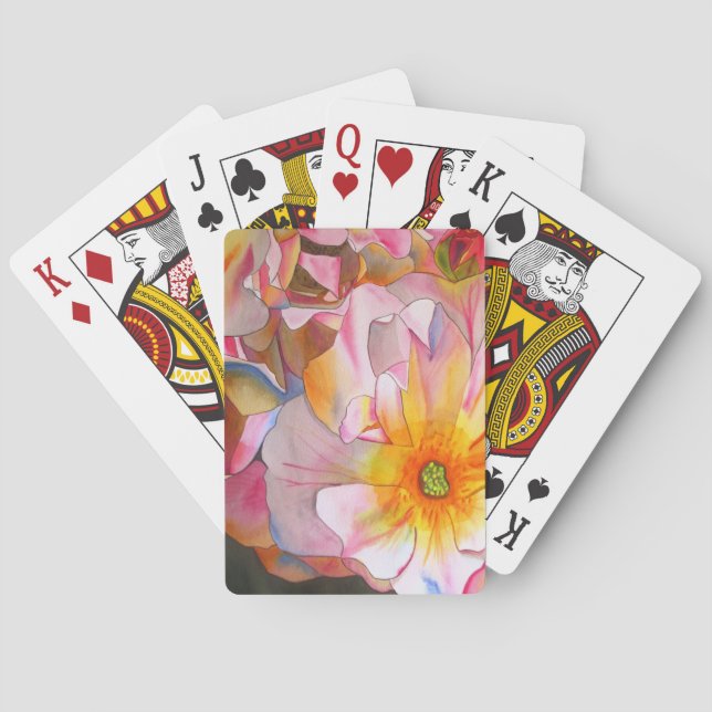 Baraja De Cartas Cornelia rosa rosa rosa pastel arte acuático (Reverso)
