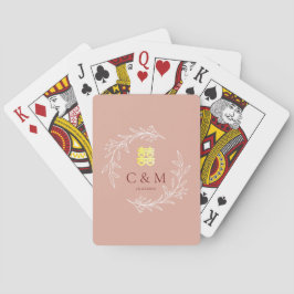 Baraja De Cartas Corona de hojas de rosa polvorienta boho para boda