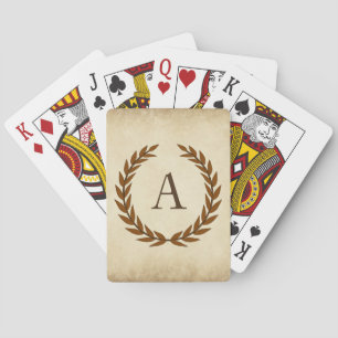 Baraja De Cartas Corona de Laurel sobre Monograma Inicial A en Perg