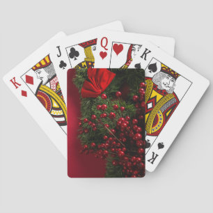 Baraja De Cartas corona de Navidad con bayas rojas