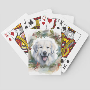 Baraja De Cartas Corona de Navidad de Grandes Pirineos Cachorro Fes