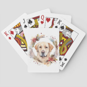 Baraja De Cartas Corona de Navidad de Labrador Cachorro Festivo